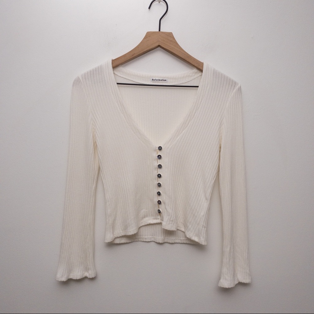 REFORMATION Gellar Top Ivory Size Medium - Picture 6 of 13